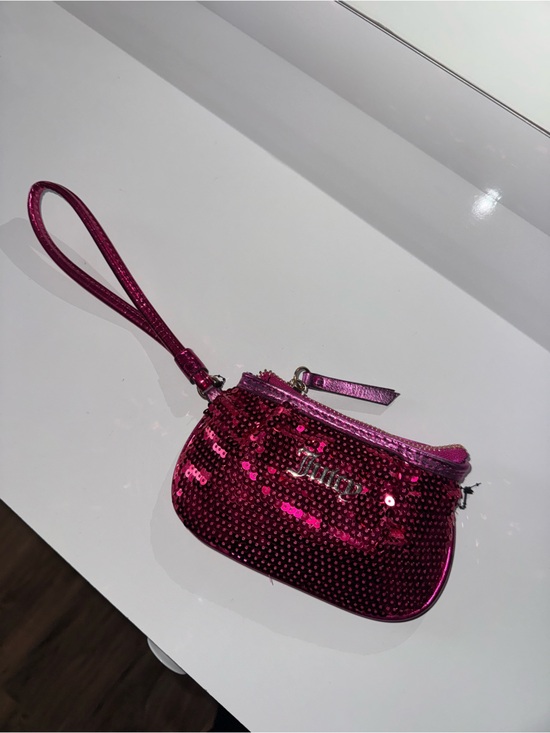 Juicy Couture Handbags - Juicy Couture Hot Pink Sequin Wristlet Clutch